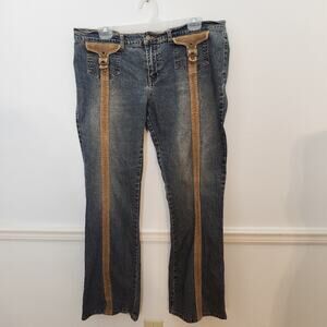 VTG Y2K Bongo Jeans 36 x 31 Womens Bootcut Courderoy Stripe Buckle Boho …